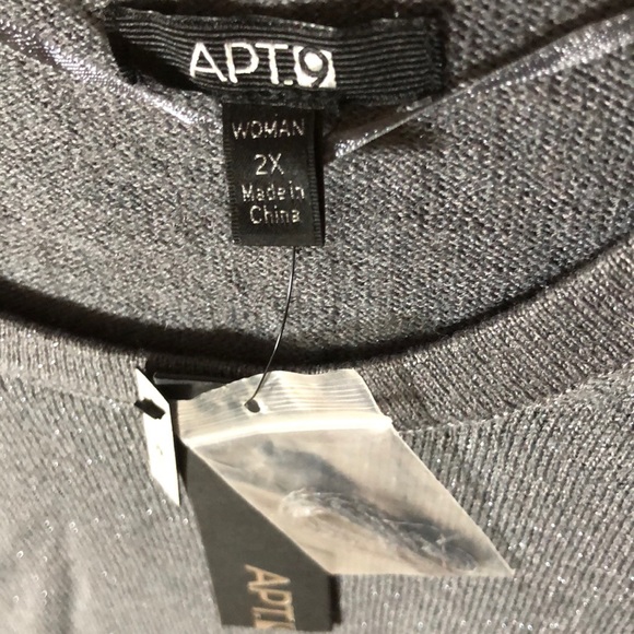 NEW Apt 9 Knit sweater shirt blouse metallic Side slits casual holiday 2X NWT - Picture 8 of 16